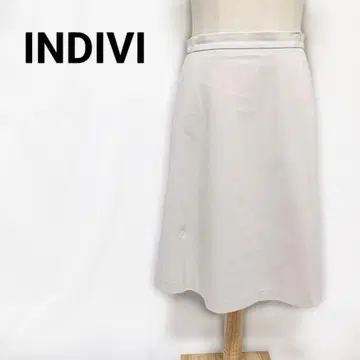 INDIVI 인디비 일본제 A라인 스커트 40 라이트 베이지 L