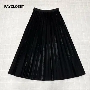 [ PAYCLOSET ] 플리츠 스커트 롱 기장 광택 심플 무지 프리