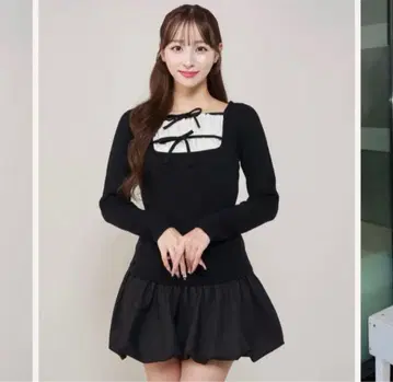 Darich 더블 리본 도킹 벌룬 미니 원피스