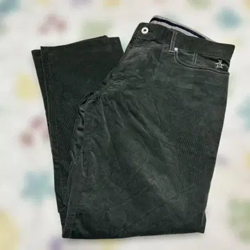 펭귄 자수 다크 그레이 코듀로이 팬츠