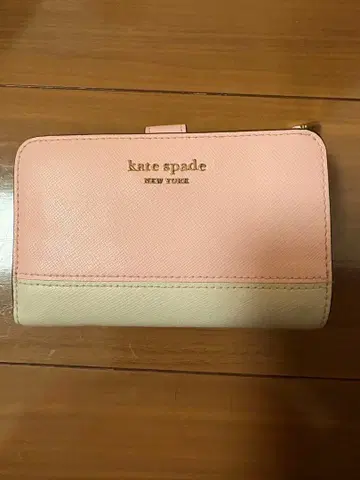 케이트 스페이드 이단 접이식 지갑 핑크/화이트