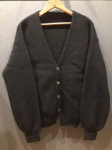 빈티지 울 가디건 니트 구제 의류 블랙 가디건 1960s