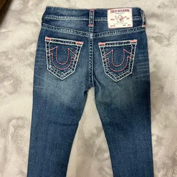 정품 TRUE RELIGION 데님 블루&핑크