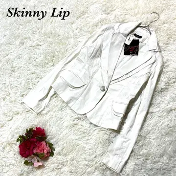 스키니 립 테일러드 자켓 M 화이트 택 포함 무지 광택