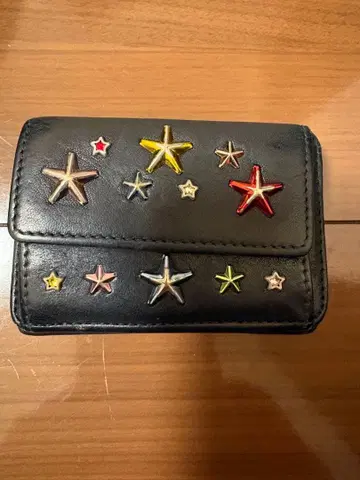 JIMMY CHOO 3단 폴더형 지갑 블랙 별 모양 자수