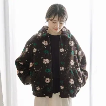 POUDOUDOU 플라워 자카드 보아 블루종