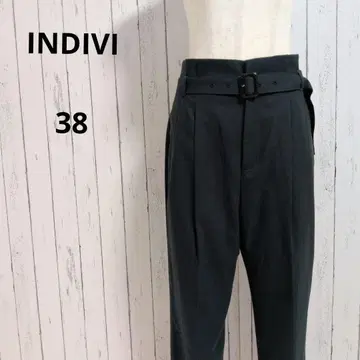 인디비 하이웨스트 테이퍼드 팬츠 벨트 센터 프레스 M 일본제