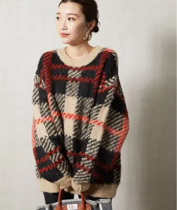FREAK'S STORE 체크 무늬 긴팔 니트