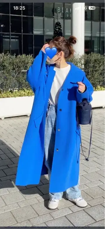 르쉘 블루 후드 오버코트