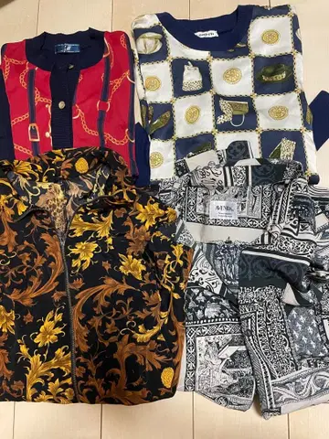 빈티지 상의 set 스카프 패턴 레트로