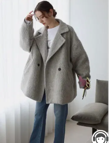 택 포함 미사용 새상품 코트 샤기 코트 체스터 코트 그레이