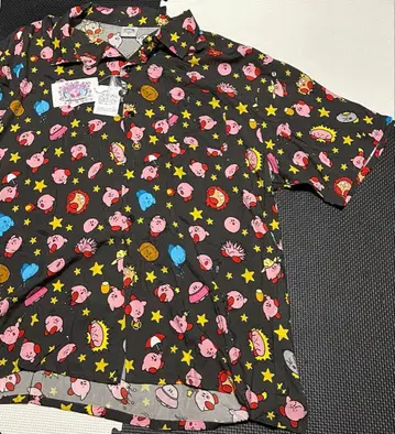 별의 커비 꿈의 샘 이야기 오픈 카라 셔츠 새상품 L 사이즈 커비 셔츠