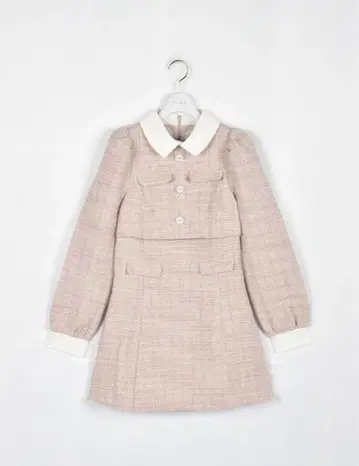 evelyn 트위드 미니 플레어 원피스 핑크