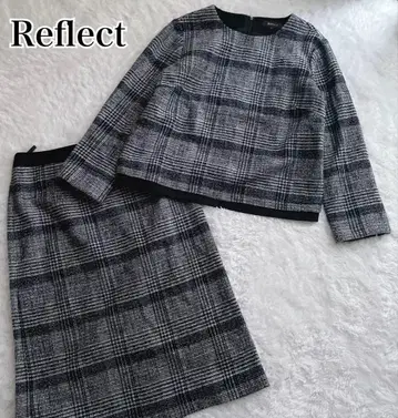 Reflect 울 x 실크 혼방 체크 무늬 셋업 트위드