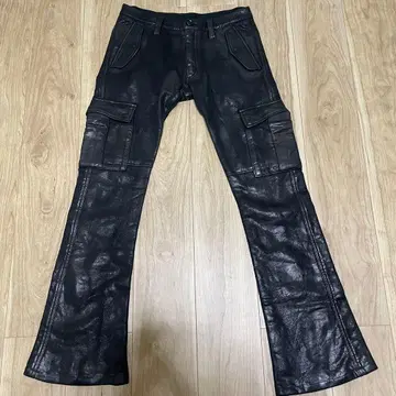 y2k 코팅 가공 팬츠 카고 블랙 제품 염색 블랙 새상품급