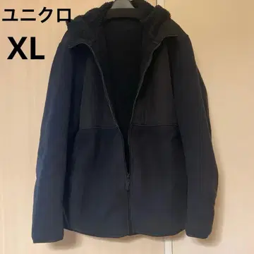 유니클로 방풍 후드 부착 플리스 자켓 블랙 XL 사이즈