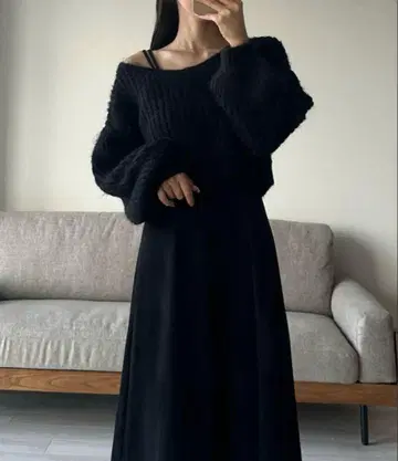 Louere 숏 니트탑 블랙