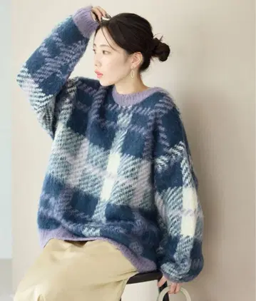 FREAK'S STORE 빅 실루엣 체크 니트