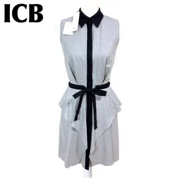 [ 택 포함 미사용 새상품 ] iCB 슬리브리스 스트라이프 셔츠 원피스