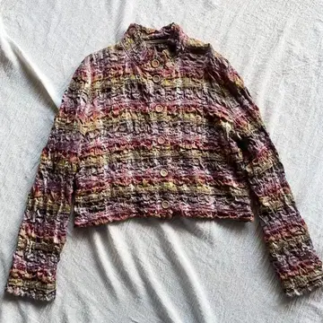 빈티지 체크 셔츠 하이넥 우드 버튼