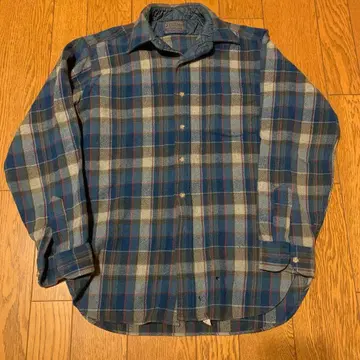 Pendleton 100% 버진 울 플란넬 셔츠 70s 옴브레 체크