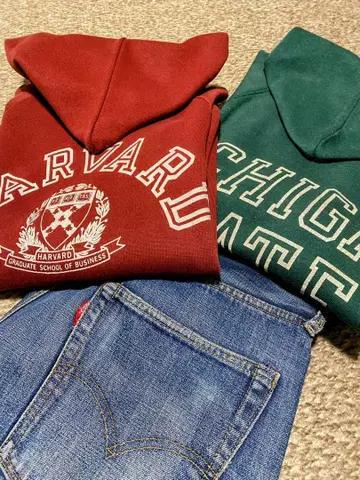 극상 신 사이즈 80s USA제 Harvard 후드티 보르도 L