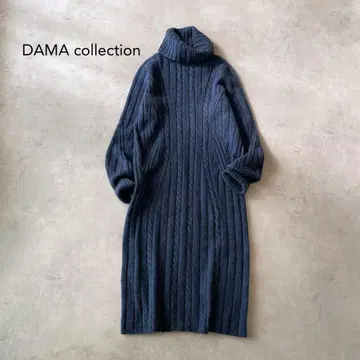 더마 컬렉션 캐시미어 100% 케이블 짜임 터틀넥 니트 원피스