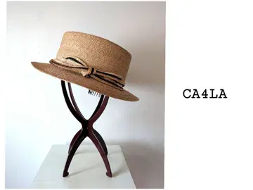 CA4LA 스트로우 보트햇 리본 포함 베이지