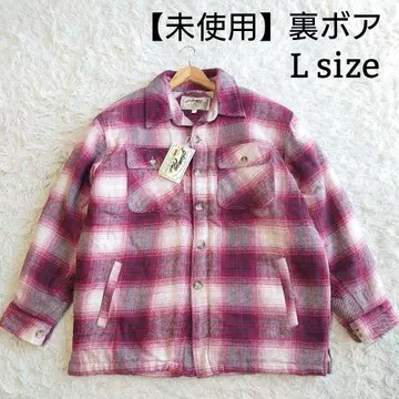 [ 미사용 ] 옴브레 체크 보아 안감 두꺼운 플란넬 셔츠 L