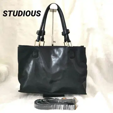 Studious 토트백 숄더 가죽 블랙 A4 수납 가능 일본제