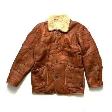 90s 무스탕 자켓 코트 VTG 패치워크 덧댄 양가죽