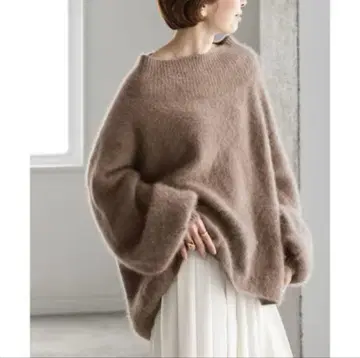 [ 새상품급 ] NOBLE 퍼 니트 오프숄더 풀오버 브라운