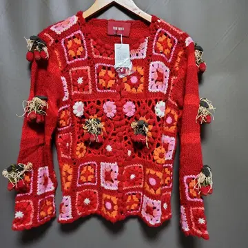 핑크하우스 딸기 모티브 가디건