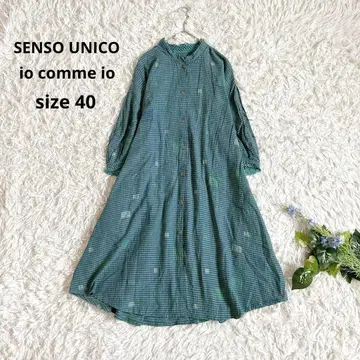 새상품급 센소유니코 롱 셔츠 튜닉 보더 스퀘어 자카드 레이스