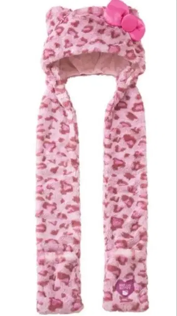 USJ 유니버셜 헬로키티 머플러 햇 레오파드 무늬 키티 모자