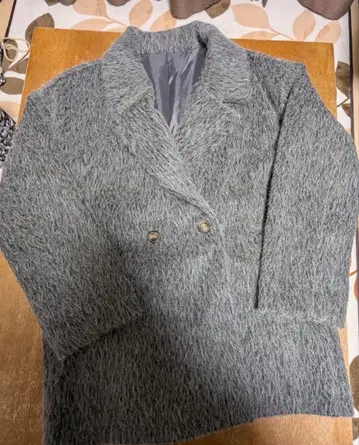 퍼풍 더블 브레스트 자켓 그레이