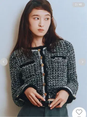 LilyBrown MARY QUANT 데이지 단추 트위드 니트 자켓