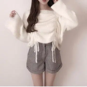 [ 새상품 즉시 발송 ] GRL 드로스트 페더 니트탑 [tu1498]