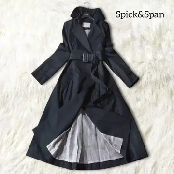 스픽앤스팬 트렌치코트 롱 코트 38 네이비 스트라이프