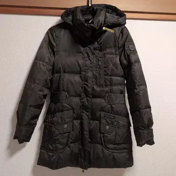 캘빈클라인 다크 그린 후드 부착 다운 자켓