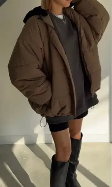 segru 후드 부착 블루종