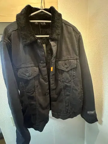 Wind and sea 기무라 타쿠야 L 보아 카라 부착 블랙 데님 자켓