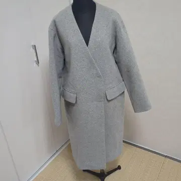 그레이 롱 코트 울 혼방