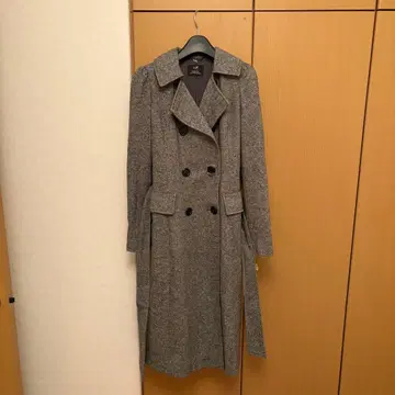23구 롱 코트 벨트 포함 트위드풍 그레이 계열 사이즈 40
