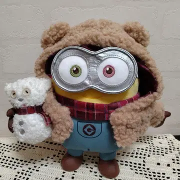 미니언 모코모코 후드 봉제 인형 팀 눈사람 (Winter Break)