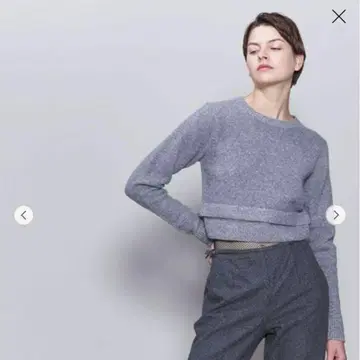 [컨디션 최상] 6(ROKU) 알파카 니트 그레이 숏 기장 크롭 니트