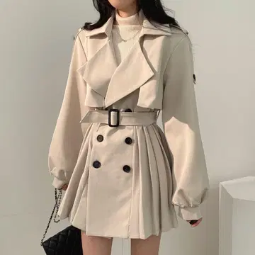 베이지 트렌치코트 원피스