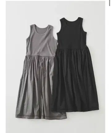 은은한 레이스 코튼 페치 원피스 차콜 M