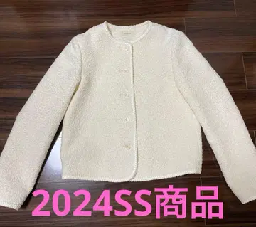 투모로우랜드 데프레 코튼 부클레 크루넥 자켓 노카라