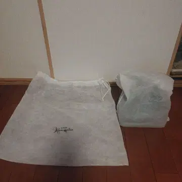 긴자 카네마츠 스카이블루 가죽 드로우 스트링 백 수납 가방 포함